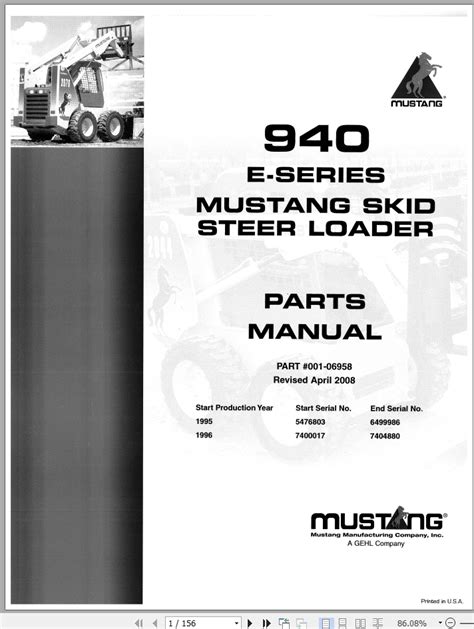 mustang 940 skid steer service manual|mustang 940 parts manual.